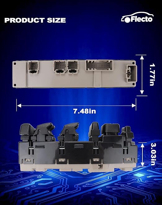 Flecto Master Power Window Switch Driver Side 15883323 with Door Lock Compatible with 2003-2007 Chevy Silverado, GMC Sierra Yukon Cadillac Escalade, Replace DWS-220 901-075