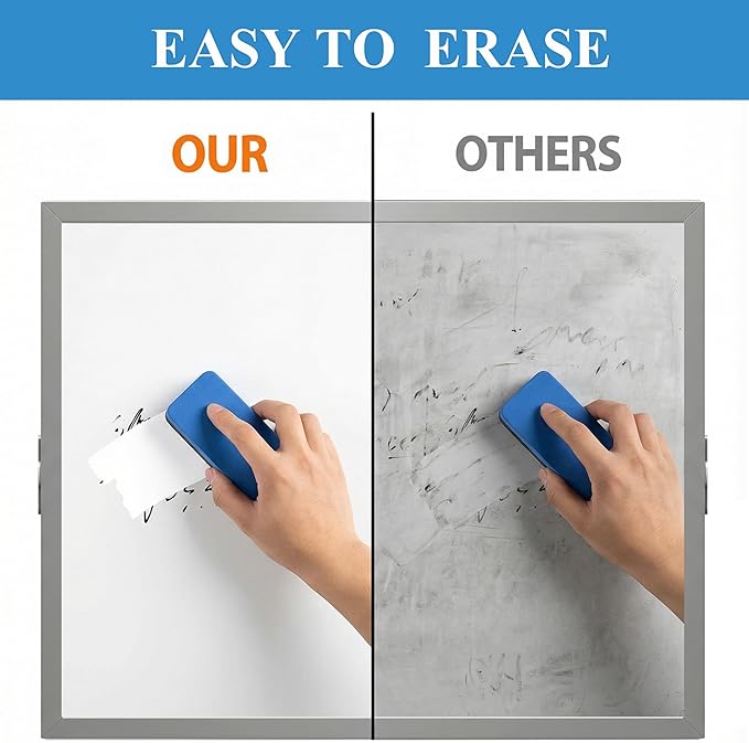 Small Dry Erase Board with Stand, 10" x 10" Double-Sided Desktop Whiteboard, Includes 10 Markers, 4 Magnets & 1 Eraser, Mini Whiteboard for Desk, Office, Kitchen, School, Kids Room