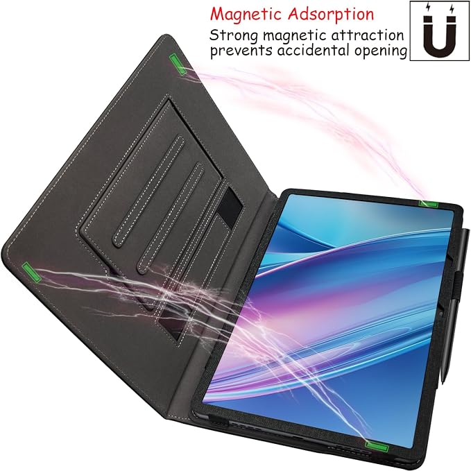 Hand Strap Case for 11.5 TCL NxtPaper 11 Plus (9469X) Tablet PU Leather Bidirectional Multi-Angle Stand Cover with Auto Sleep &amp Wake/Elastic Pen Holder (Black)