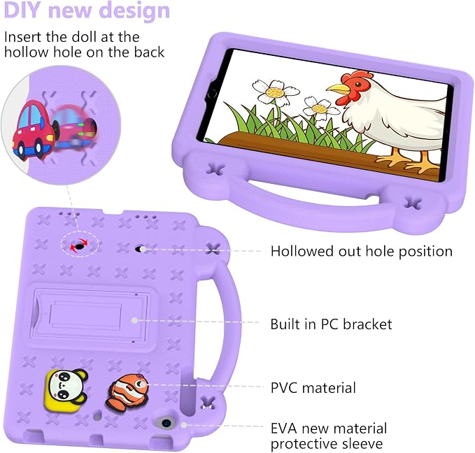 Kids Case for TCL Tab 8 LE 8.0 Inch (9137W/9132X) Full Body Protective Light Weight EVA Folding Handle Stand Shoulder Strap for TCL Tab 8 WiFi/TAB 8 LE/TAB 8 Plus LightBlue