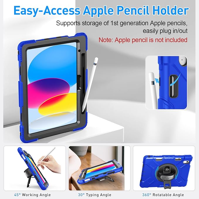 SUPFIVES Case for iPad (A16) 11th/10th Generation 2022/2025 Full-Body Drop Protection Cover for iPad 10th Gen 10.9/11 inch with Screen Protector 360° Rotate Stand Shoulder Strap Pencil Holder