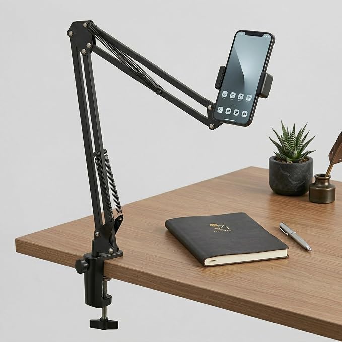 Overhead Phone Mount with Table Clamp – Stable Top-Down Phone Holder for Drawing Tracing Filming &amp Crafts – Adjustable Desk Clamp Stand for Creators