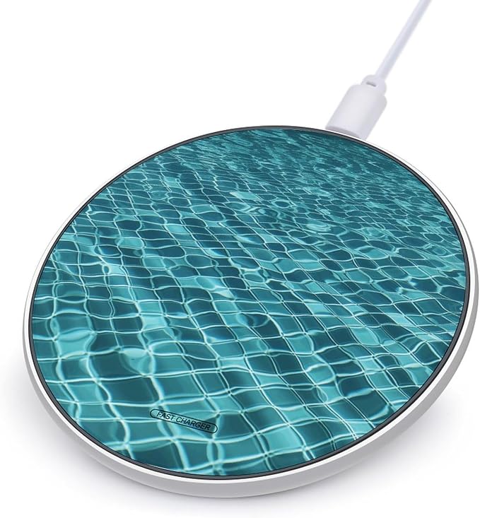 Swimming Pool Water Wireless Charger 10W Qi-Certified Fast Wireless Charging Pad with USB Cable &amp LED Indicator Fashion Charger Mat Portable Charging Station for All Qi-Enabled Phones