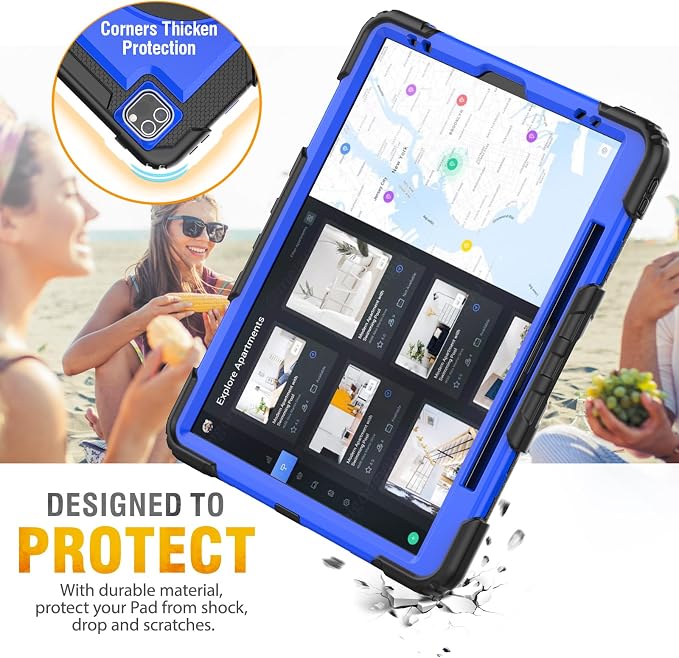 HXCASEAC Case for iPad Pro 12.9 Case (6th 5th 4th 3rd Generation) Shockproof Design | Pencil Holder | Hand Strap | Screen Protector | Heavy Duty Protective iPad 12.9 inch 2022/2021/2020/2018 - Black