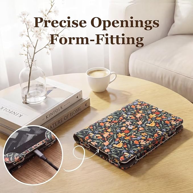 Fancity Case for Kindle Paperwhite 7/6.8 12th/11th Generation 2025 2024 | PU Leather Case with Auto Wake/Sleep Hand Strap for Kindle Paperwhite/Colorsoft Signature Edition 2021 Monet's Garden