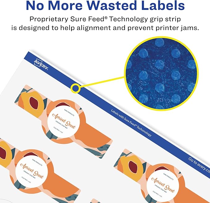 Avery Glossy White Wraparound Band Labels, Sure Feed Technology, 1.5" x 3.5", Cigar Band Labels, 1,000 Total, Print-to-The-Edge, Permanent Adhesive, Laser/Inkjet Printable