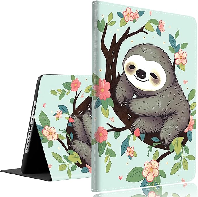 Vintage Floral Astronaut iPad 9th Gen Case - 10.2 Inch Standing Cover with Auto Sleep/Wake