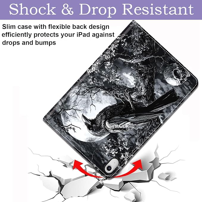 Case for iPad (A16) 11th Generation 11 Inch 2025 / iPad 10th Generation 10.9 Inch 2022 Ultra-Thin Multi-Angle Protective Cover with Auto Sleep/Wake A Dark Horse