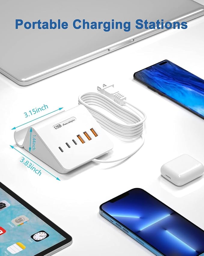 USB C Charging Station 35W VHBW 6 Port 3A and 3C(1Port *USB-C PD20W Fast) Desktop Fast Charging Station for iPhone 14/13/12Samsung Galaxy S23/S22/S21etc
