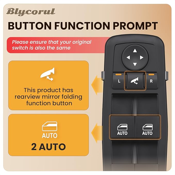 Blycorul Master Power Window Switch Driver Side with 3+9 Pins Replacement for 2012-2015 Dodge Grand Caravan，2013-2015 Ram 1500 2500,2015 Ram 3500,2012-2015 Chrysler Town&Country, Replaces 68110867AA