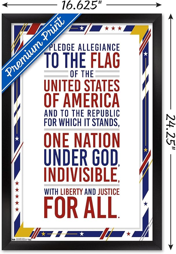 Trends International The United States Of America - Pledge Of Allegiance Wall Poster, 14.725" x 22.375", Black Framed Version