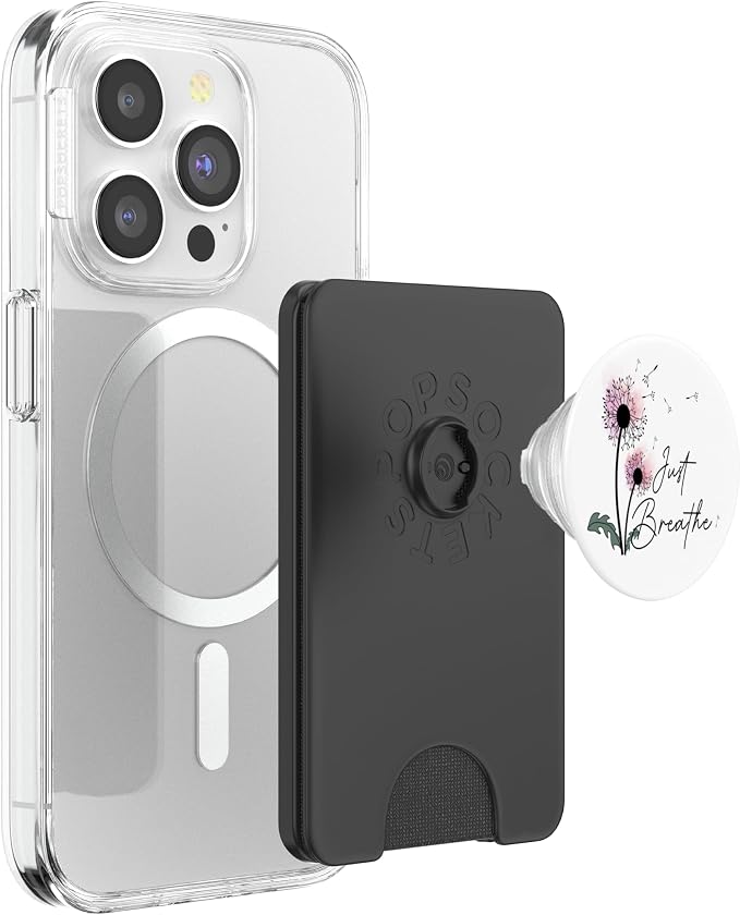 Dandelion Graphic Just Breathe Letter Print Inspirational PopSockets Adhesive PopGrip