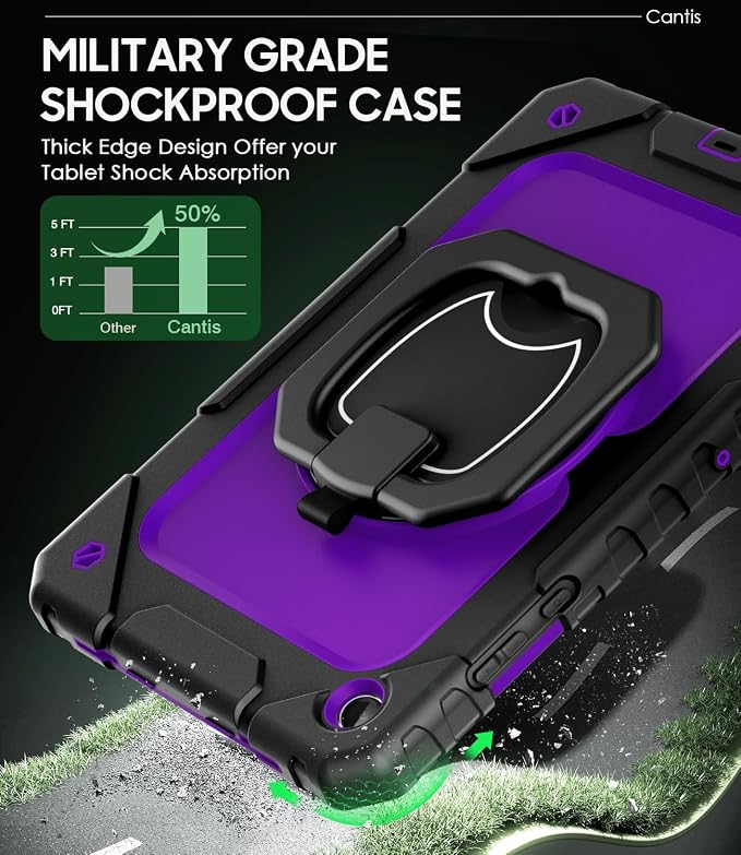 Cantis Case for Samsung Galaxy Tab A11 Plus 11'' 2026 (SM-X230/X236/X238) | Shockproof Case for Tab A11+ with Screen Protector/Rotating Stand/Pen Holder/Shoulder Strap Black