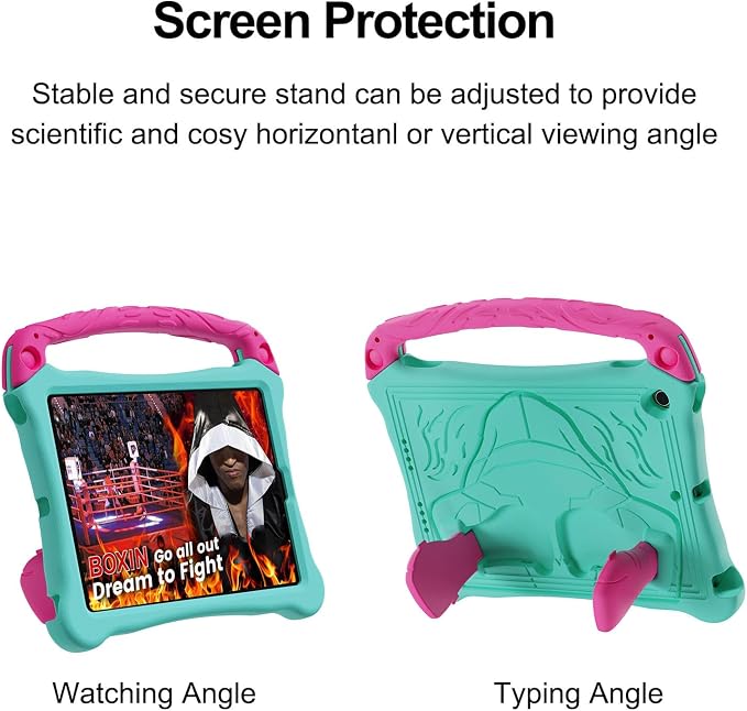 Dteck for iPad Air 3rd Gen (2019) / iPad Pro (2017) Case 10.5 Shockproof Protective Case with Kickstand Hard Plastic Shell 3-Layer Protection Drop Proof Sturdy Rugged Tablet Cover (Aqua+Rose)