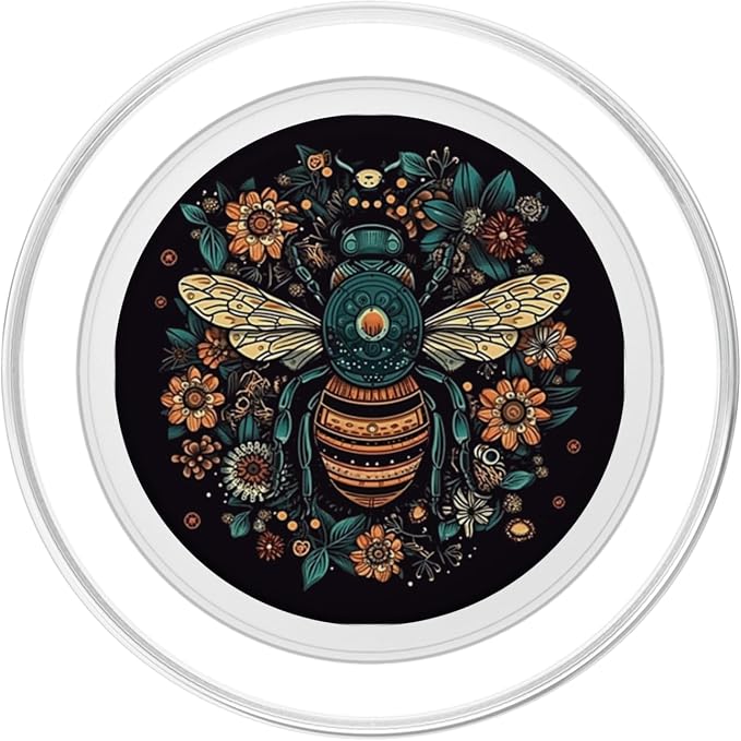 Bee Honeybee Bumblebee Flowers Boho Graphic PopSockets Adhesive PopGrip