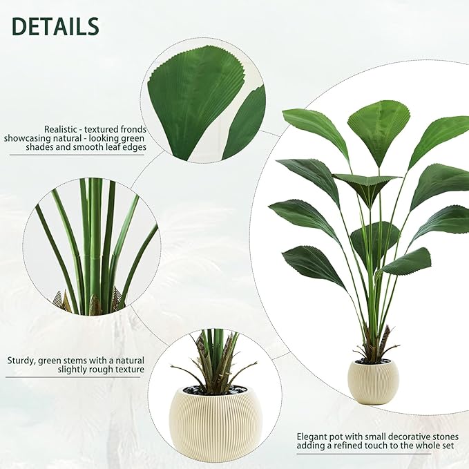 Artificial Palm Tree Faux Joey Palm Tree, 5FT Tall Tropical Areca Floor Plant in Pot Indoor and Outdoor Fake Palm Trees for Home Bathroom Porch Outside Patio Decor
