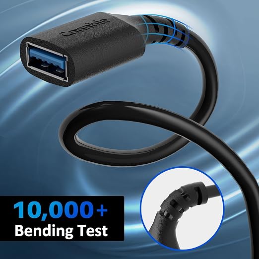 3 Pack USB 3.0 Extension Cable 10 Feet USB A Male to Female Extender Cord 5Gbps Data Transfer for Webcam Printer Keyboard Mouse Flash Drive Hard Drive Controller Black Cable with 5 Cable Ties