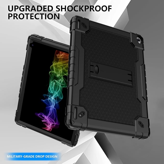for YQSAVIOR Tab CP10 10.1 CaseHeavy Duty Shockproof with Shoulder Strap Kickstand Hybrid Kids Friendly Cover for Coopers Model CP10 10.1 inch Tablet (Black)