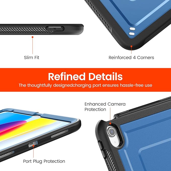 Case for iPad (A16) 11th Generation 11 inch 2025 for iPad 10th Generation 10.9 inch 2022 Full Body Protective Slim Case with Kickstand Blue