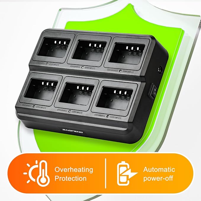 BAOFENG UV-5R Six Way Charger Multi Unit Charging Station for BF-F8HP UV-5R UV-5RPro UV-5X3 Walkie Talkies and Batteries
