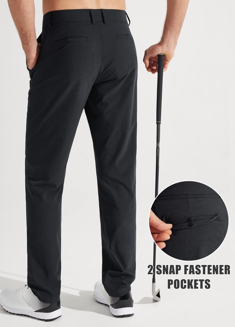 Libin Mens Golf Pants Stretch Work Dress Pants 30" Quick Dry Lightweight Business Casual Pant for Men Comfy Water Resistant, Black, 44W x 30L