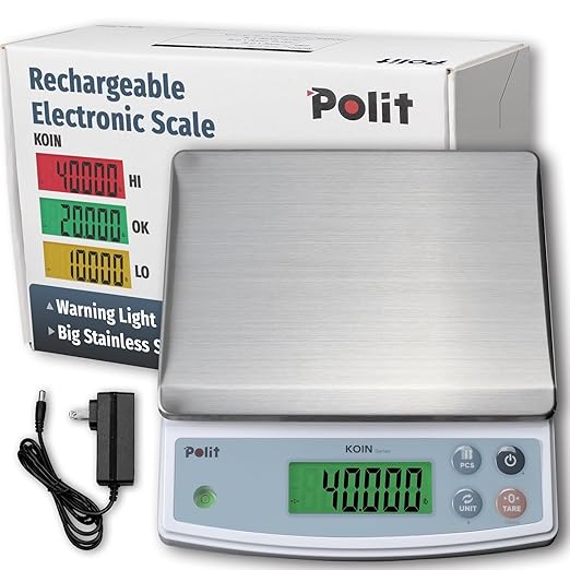 Polit Rechargeable Food Scale 40lb/18kg, Digital Commercial Kitchen Scale