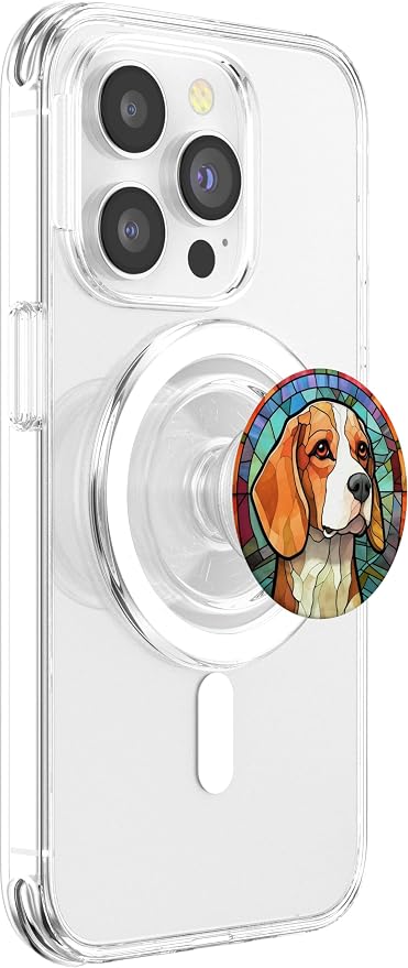 Beagle Dog Stained Glass PopSockets PopGrip for MagSafe