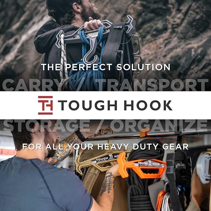 Tough Hook Original ID MAX Heavy Duty Hanger - USA-Made 200lb Capacity - Police Tactical Gear & Scuba BCD Hanger with Anti-Slip Design - Wetsuit & Body Armor Organizer with 3 ID Strips,1 Pack Foliage