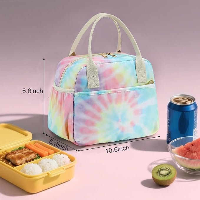 CAMTOP Lunch Box for Women Men Insulated Lunch Bag Lunch Tote Bag Leakproof Thermal Cooler Large Capacity for Travel Work School Picnic (Tie pink)