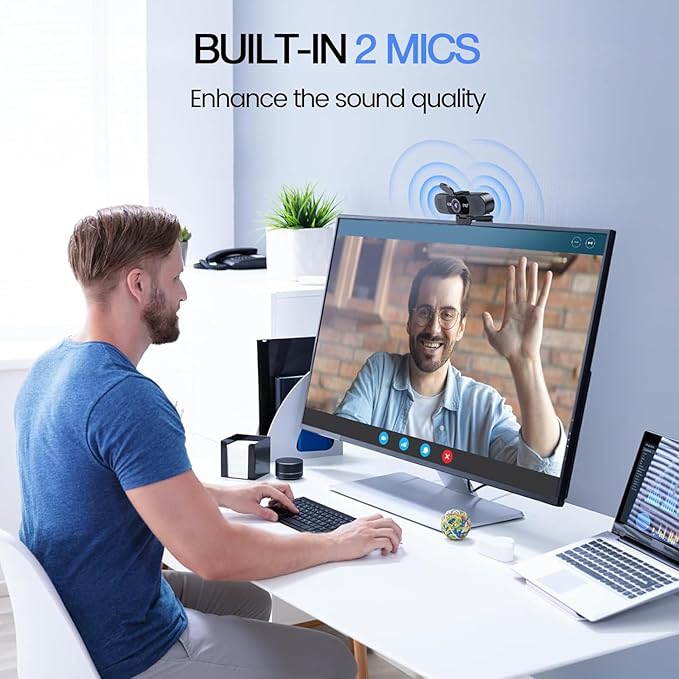 EMEET 1080P Webcam with Microphone, C960 Web Cam, 2 Mics, 90° FOV, USB Type-A & A-to-C Adapter, Plug&Play Computer Camera for Online Calling, Zoom/Teams/Facetime, Switch 2 Camera Support, 2025 Version