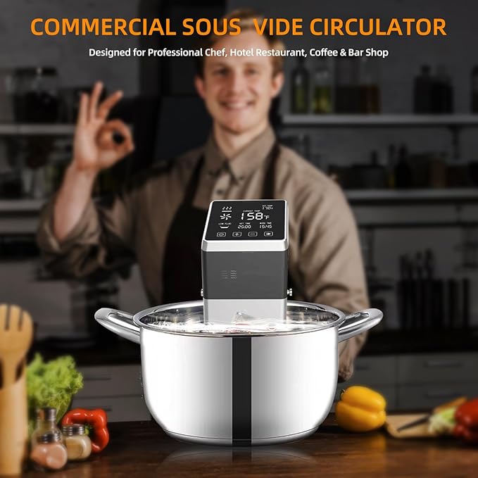 Anchorchef 1400W Sous Vide Cooker, Precision Immersion Circulators with large Touchscreen Accurate Temperature Timer, Professional Sous Vide Cooker, Powerful Pump Design