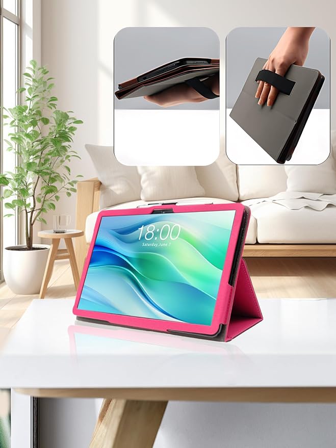 for FEONAL D126 11 Inch Android 14 Tablet CaseFolding Stand Protective Cover with Pencil Holder and Wrist StrapFull Protection Premium PU Scratch Resistant(Black)