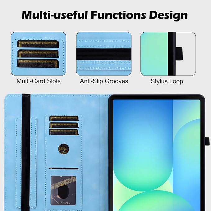 ALILANG Case for Samsung Galaxy Tab A 9.7 inch 2015 Case Model (SM-T550/T555/SM-P550/P555) Multi-Angle Viewing Protective Tablet Cover with Folding Stand &amp Pencil Holder -Blue