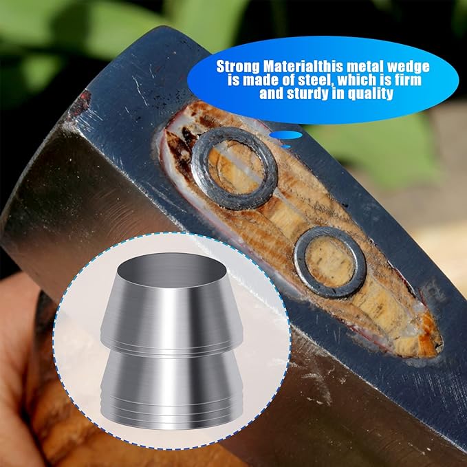 20 Pcs Safety Round Handle Wedges Axe Hand Metal Wedge Hammer Handle Steel Wedge Mauls Handle Wedge Kit for Axe Claw Hammer Sledge (0.31/0.39/0.47/0.55 Inch)