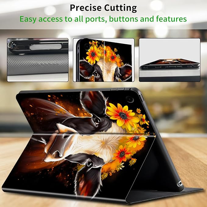 Case for Samsung Galaxy Tab A9 Plus 2023/A11 Plus 2025 11 inch Lightweight Protective PU Leather Smart Stand Cover with Auto Wake Sleep Tablet Case Cover - American Flag &amp Fish