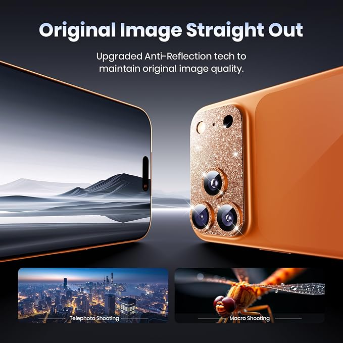 for iPhone 17 Pro Camera Lens Protector - 12FT Shatterproof | Military Grade Protection Strong Adsorption 9H+ Tempered Glass Camera Screen Full Protective Cover Case Friendly Black