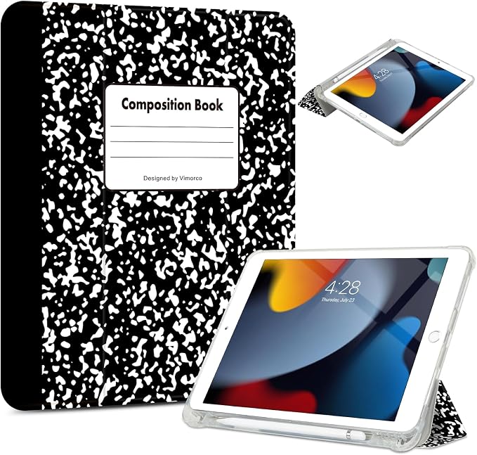 Vimorco for iPad 10.2 Case 9th Generation Cover Flower Cats for iPad 9th/8th/7th Generation Case Slim Soft Rubber Back Adjustable Stand Auto Wake/Sleep Smart Black Cat
