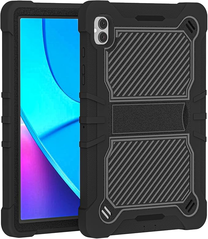TJS Compatible with Boost Celero 5G Tab Tough Tablet Case (Black) | Strong Kickstand Hybrid Case Cover for Celero 5G Tab