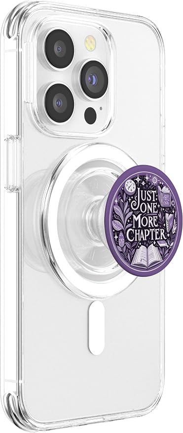 Just One More Chapter Bookish Book Reading Botanical Purple PopSockets PopGrip for MagSafe