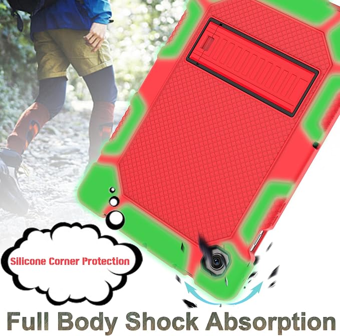 Galaxy Tab A8 10.5 Case with Kickstand Hybrid Shockproof Rugged Cover for Samsung A8 Tablet Case 10.5 Inch (SM-X200/X205/X207) Red+Black