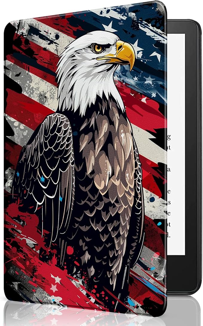 for 6 Kindle 2024 and 2022 (11th Generation) Case Slim Lightweight Smart Cover Case with Auto-Wake/Sleep for Kindle 2024Bald Eagle Flag