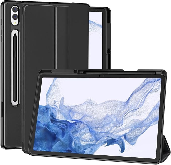 Case for Samsung Galaxy Tab S8 Plus 2022 / S7 FE 2021 / S7 Plus 2020 12.4 Case with S Pen Holder Dual Slim Folio Stand Protective Tablet Cover Multi-Angle Viewing Auto Wake/Sleep(Black)