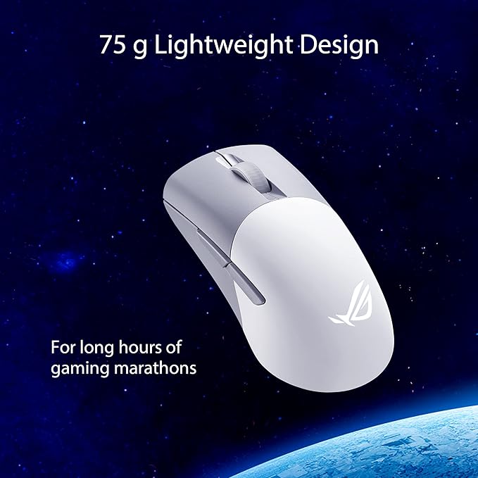 ASUS ROG Keris Wireless Aimpoint Gaming Mouse – Right-Handed Ergonomic, 75g, Tri-Mode Connectivity, 42K DPI, up to 119Hr Battery, PC/Mac Support - White