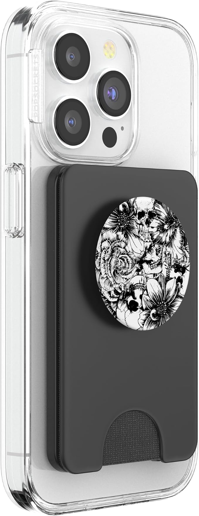 Black and White Floral Skulls PopSockets Adhesive PopGrip