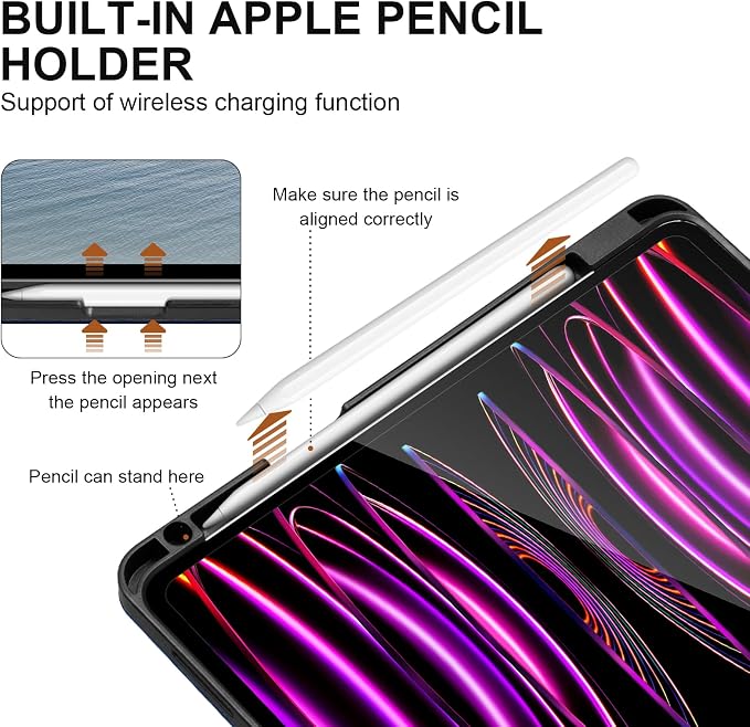 Genuine Leather Case for iPad 11th Gen 11/10th Gen 10.9 Black | Pencil Holder Adjustable Stand Auto Wake/Sleep Shockproof