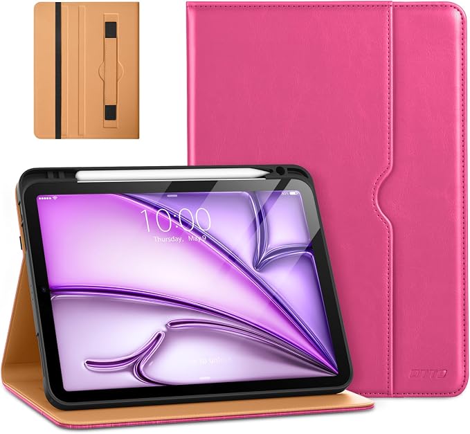DTTO for iPad Air 11-inch Case M4/M3/M2 (2026/2025/2024) iPad Air 5th / 4th Generation (2022/2020) Premium Leather Business Folio Stand Cover with Pencil Holder - Auto Sleep/Wake Brown