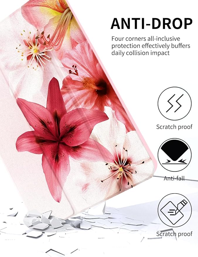 Case for iPad 9th/ 8th/ 7th Generation Case 10.2&amp10.5 Inch (2021/2020/2019 Release) Slim Lightweight Soft Trifold Back Cover with Pencil Holder &amp Auto Sleep/Wake Cover Cherries Cheetah Bows