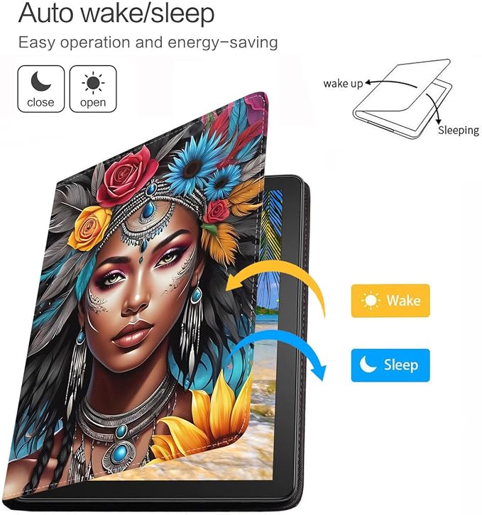 Case for iPad (A16) 11th Generation 11 Inch 2025 iPad 10th Generation 10.9 Inch 2022 Adjustable Stand Auto Wake/Sleep Smart Leather Case African American Black Girl