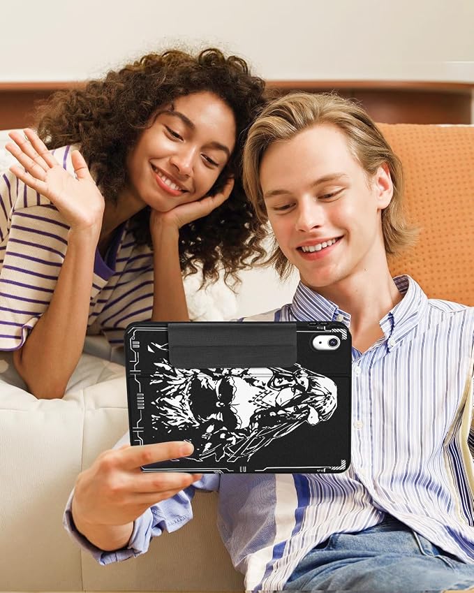 for iPad 9th/8th/7th Generation 10.2 Inch Case with Pen Holder for Boys Girls Women Men Cute Cartoon Anime Cool Funny Protector Stand Tablet Cover for Apple i Pad 7/8/9 Book Cat