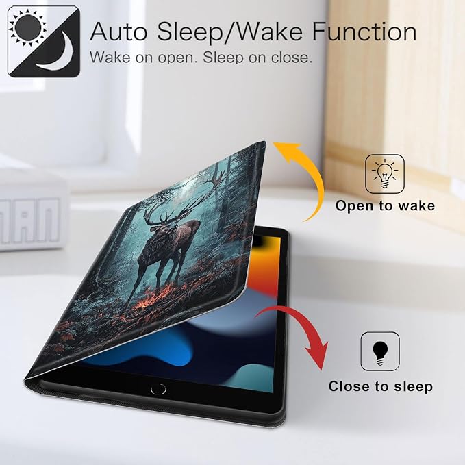 for iPad 11th Generation (A16 2025) 11 / iPad 10th Gen 10.9 2022 Case 360° Rotating PU Leather Stand Cover with Auto Sleep/Wake Shockproof TPU Backl Raccoon Perched